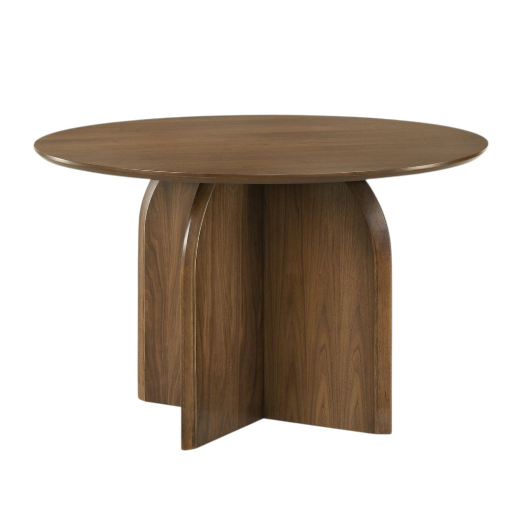 Delmon Round Dining Table with Fixed Top - Dark Walnut
