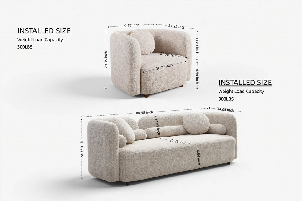 Granular Velvet Luxury Modern Couch for Living Room
