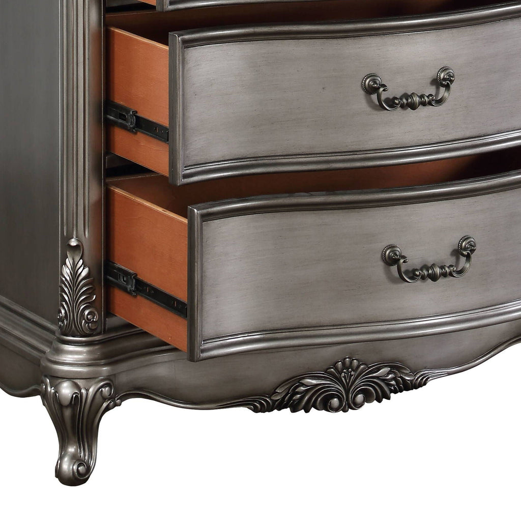 Ariadne Antique Silver Accent Chest with Intricate Detailing - Silver