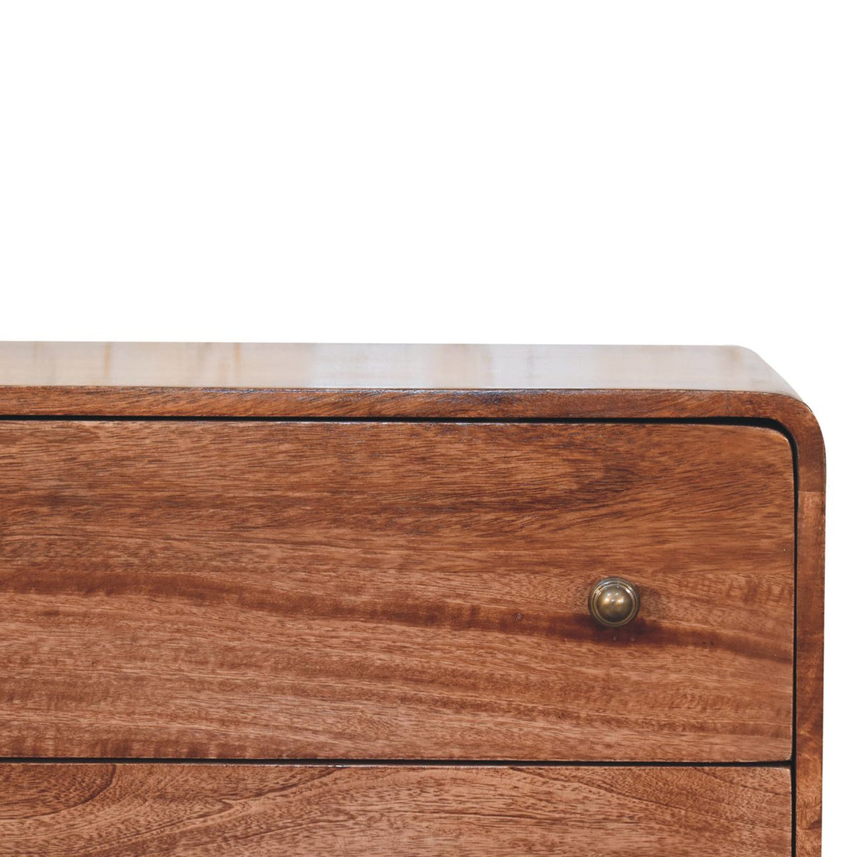 Solid Wood Curved Dresser with Modern Design - Honey Caramel