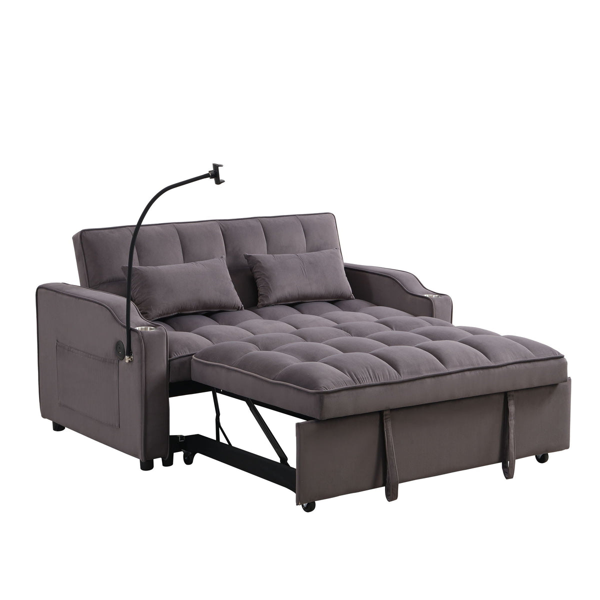 Modern Loveseat Futon Sofa with Pullout Bed and Adjustable Backrest - Multiple Colors