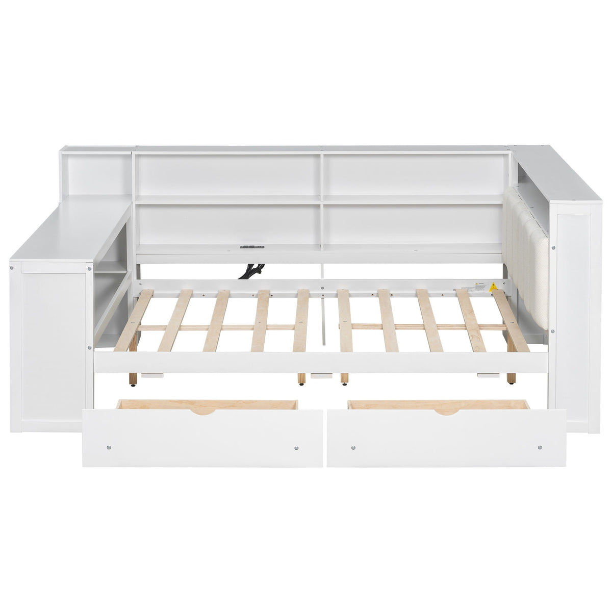 Platform Storage Bed with Shelves, Desk, Charging Station & LED - Full Size