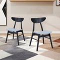 Wooden Dining Chairs Set of 2 with Soft Upholstery - Baby Blue