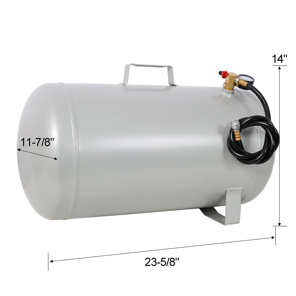 11 Gallon Aluminum Air Tank with Pressure Gauge and Hose - Metallic Aluminum