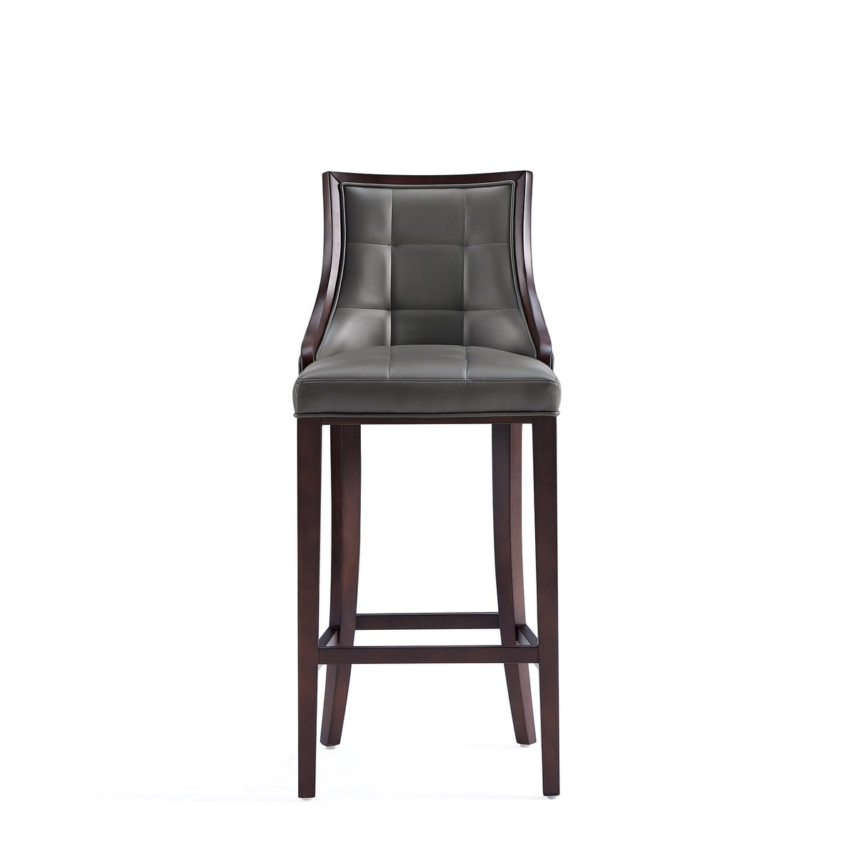 White Bar Height Stool with Solid Wood Frame - Traditional Design