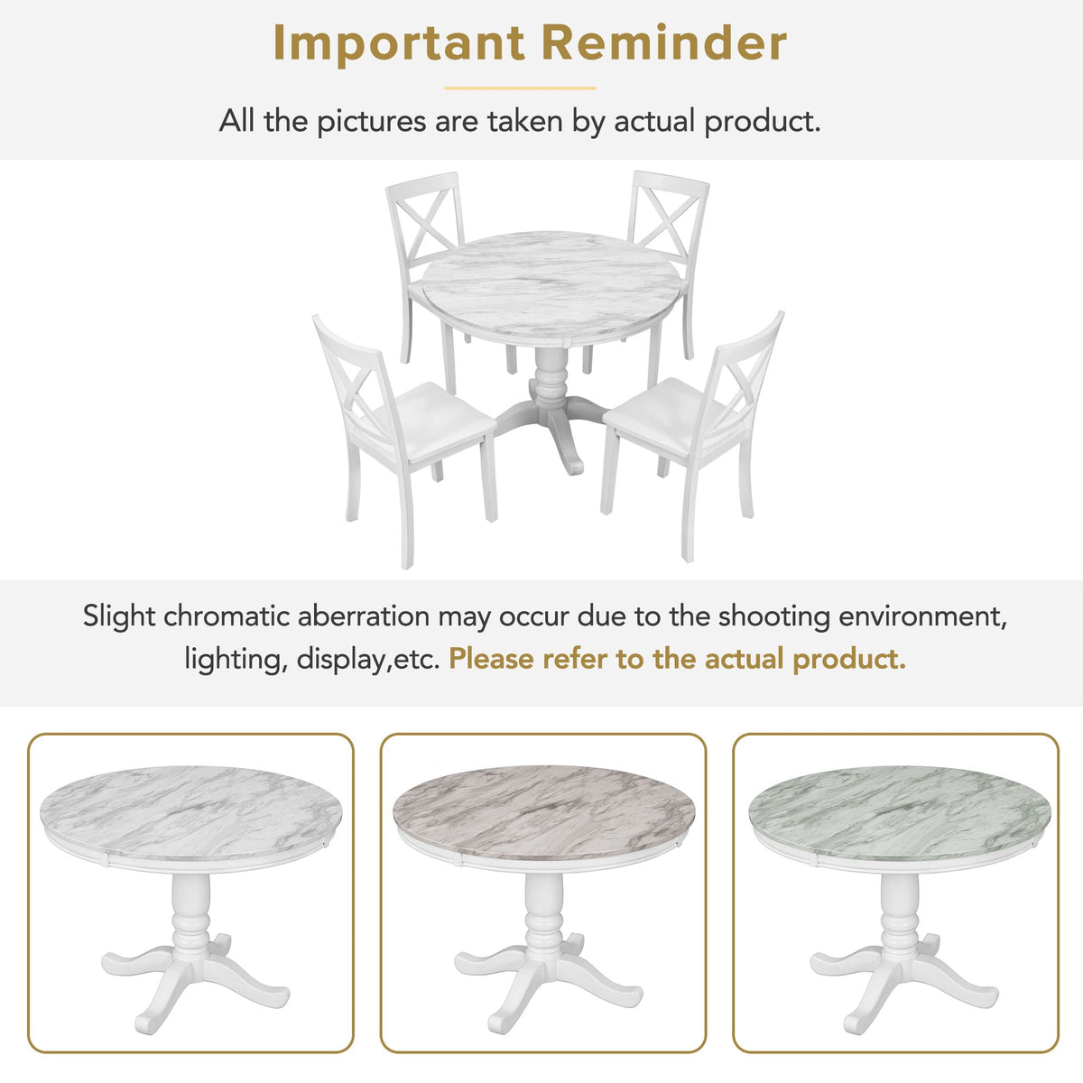 Solid Wood 5 Piece Dining Room Set with Table and 4 Chairs - White or Dark Gray