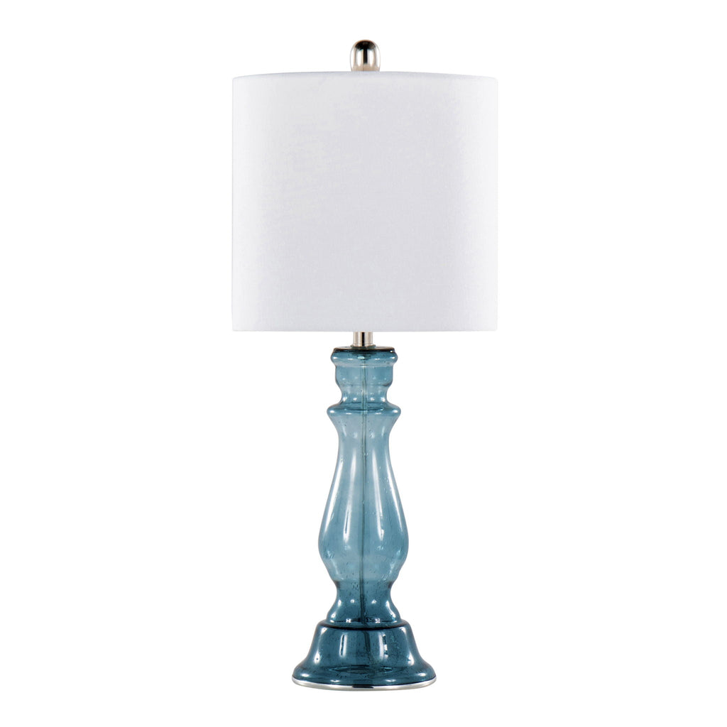 Contemporary Angel Table Lamp Set with Seeded Glass - White or Blue