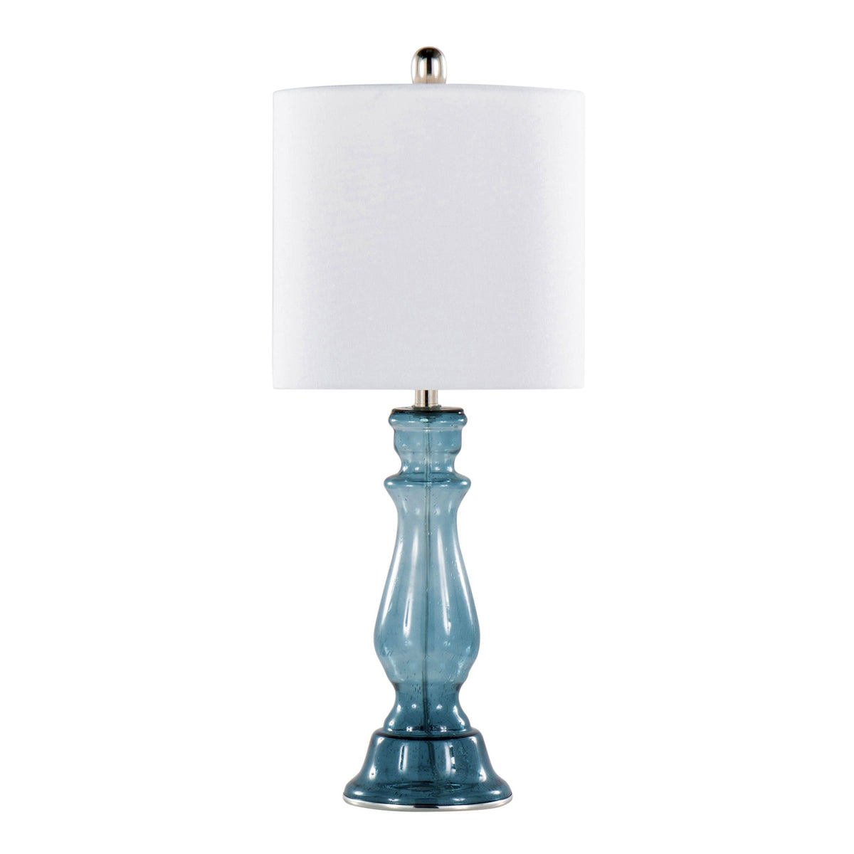 Contemporary Angel Table Lamp Set with Seeded Glass - White or Blue