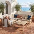 Perla 6-Pcs Sofa Set with Modular Weather-Resistant Design - Acacia Wood