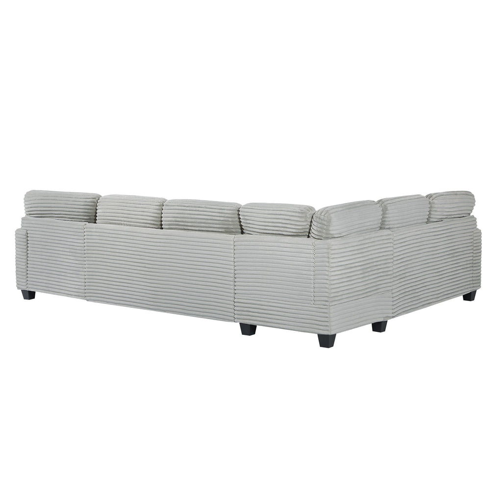 Upholstered U-Shaped Sectional Sofa with Movable Ottoman and Storage Pockets - Multiple Colors