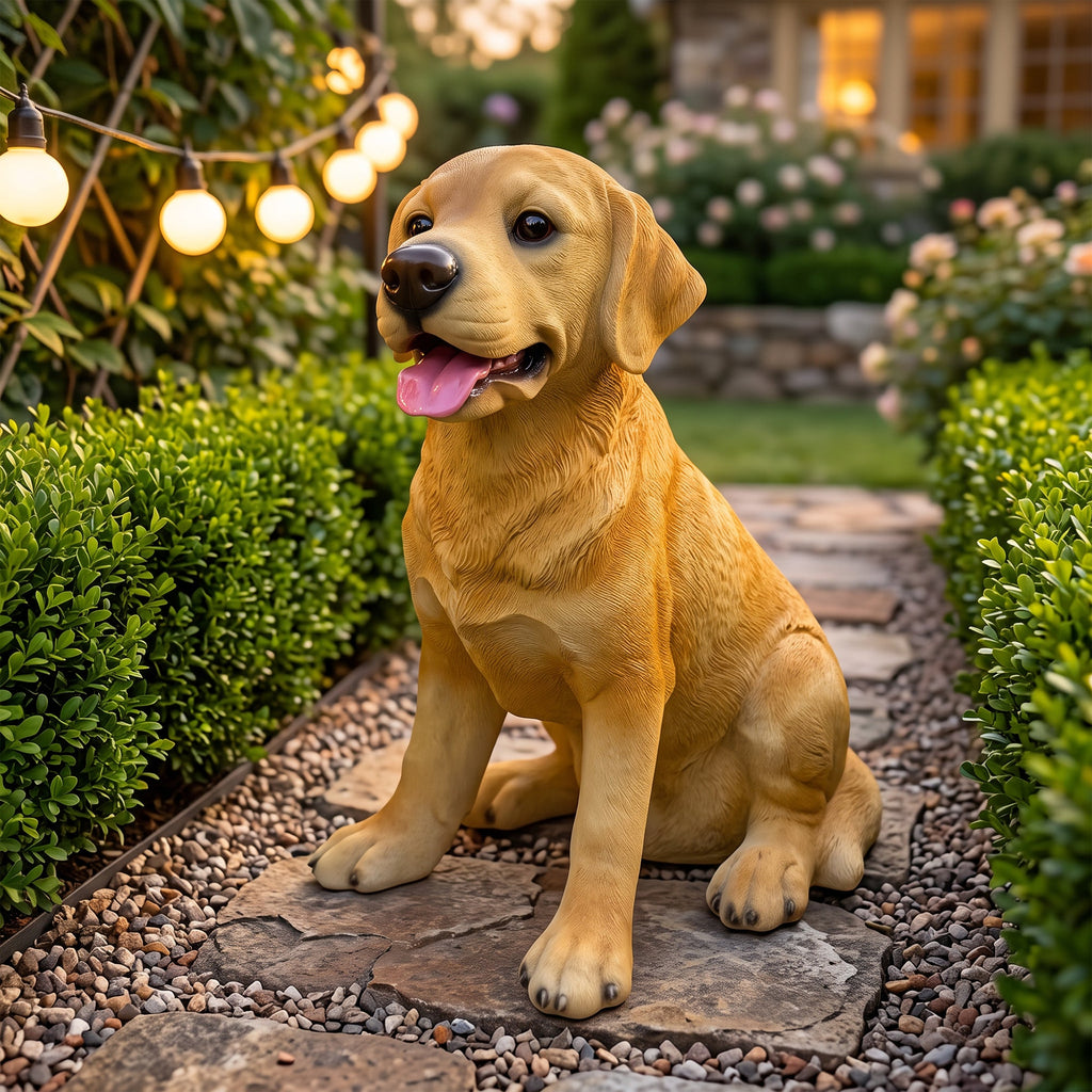 Labrador Resin Statue with Weather-Resistant Finish - Brown