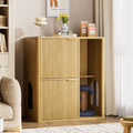 Light Wood Cat Litter Cabinet with Cat Tree
