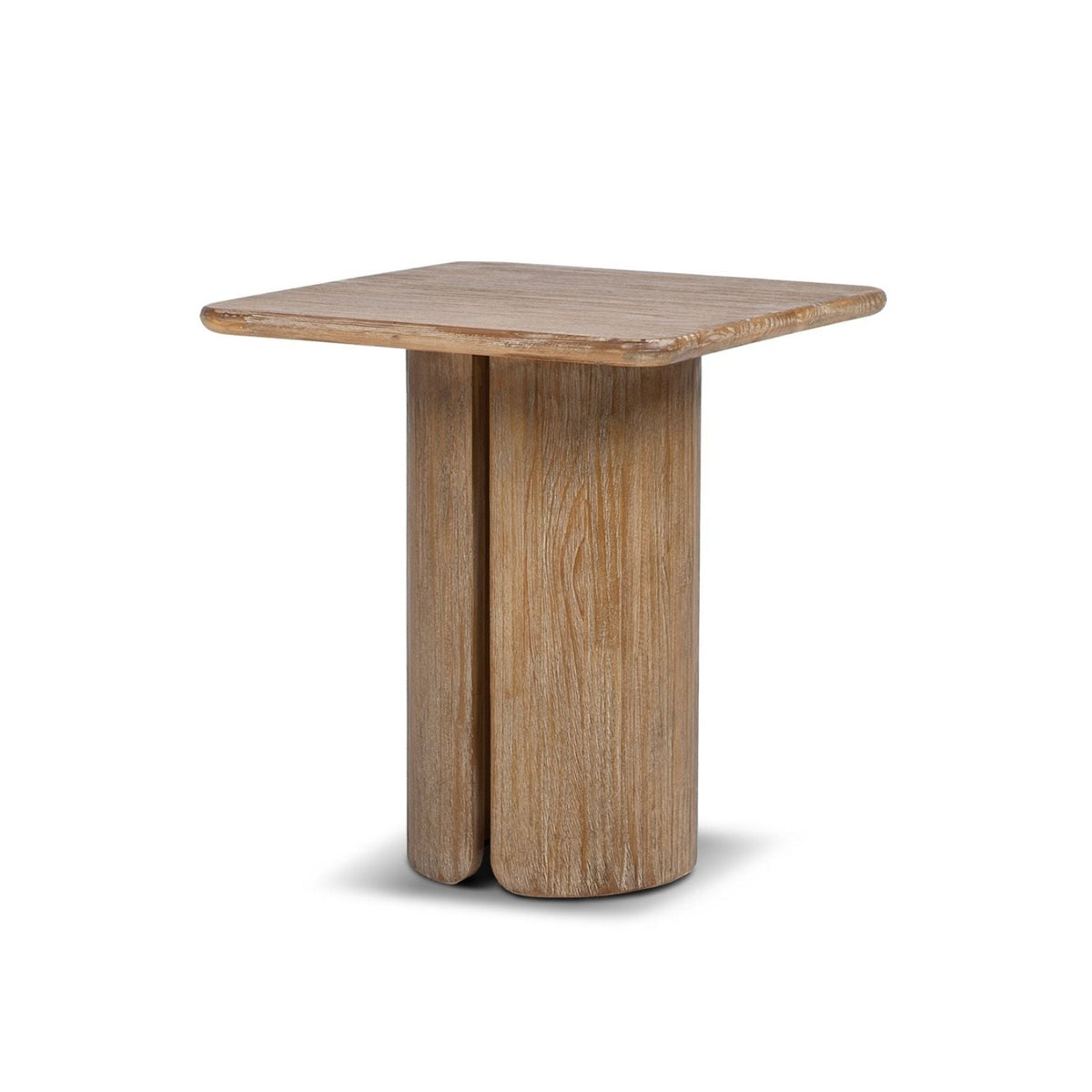 Antique Brown Square Pedestal Side Table with Sculptural Pedestal Base