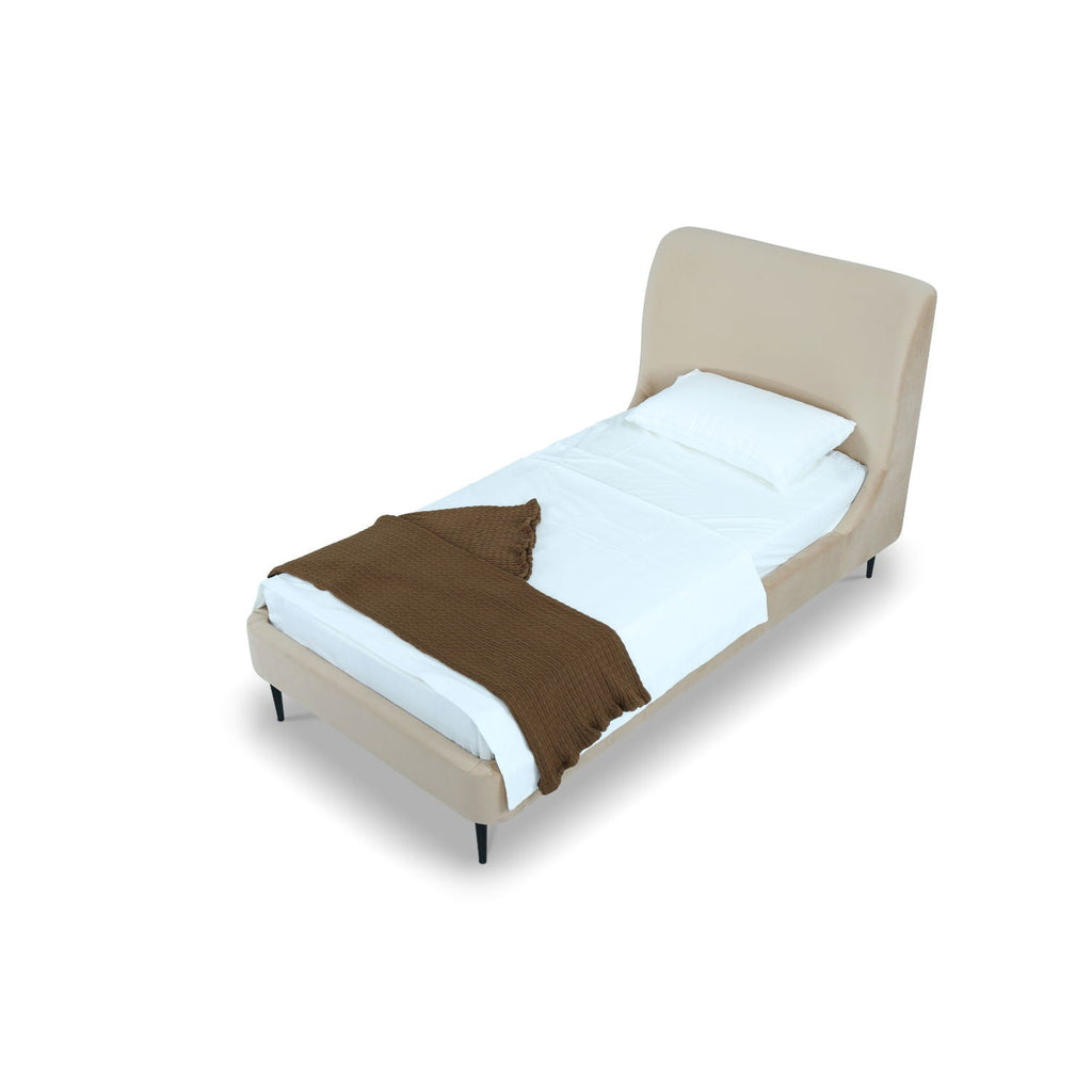 Heather Upholstered Bed with Curved Headboard - Multiple Colors