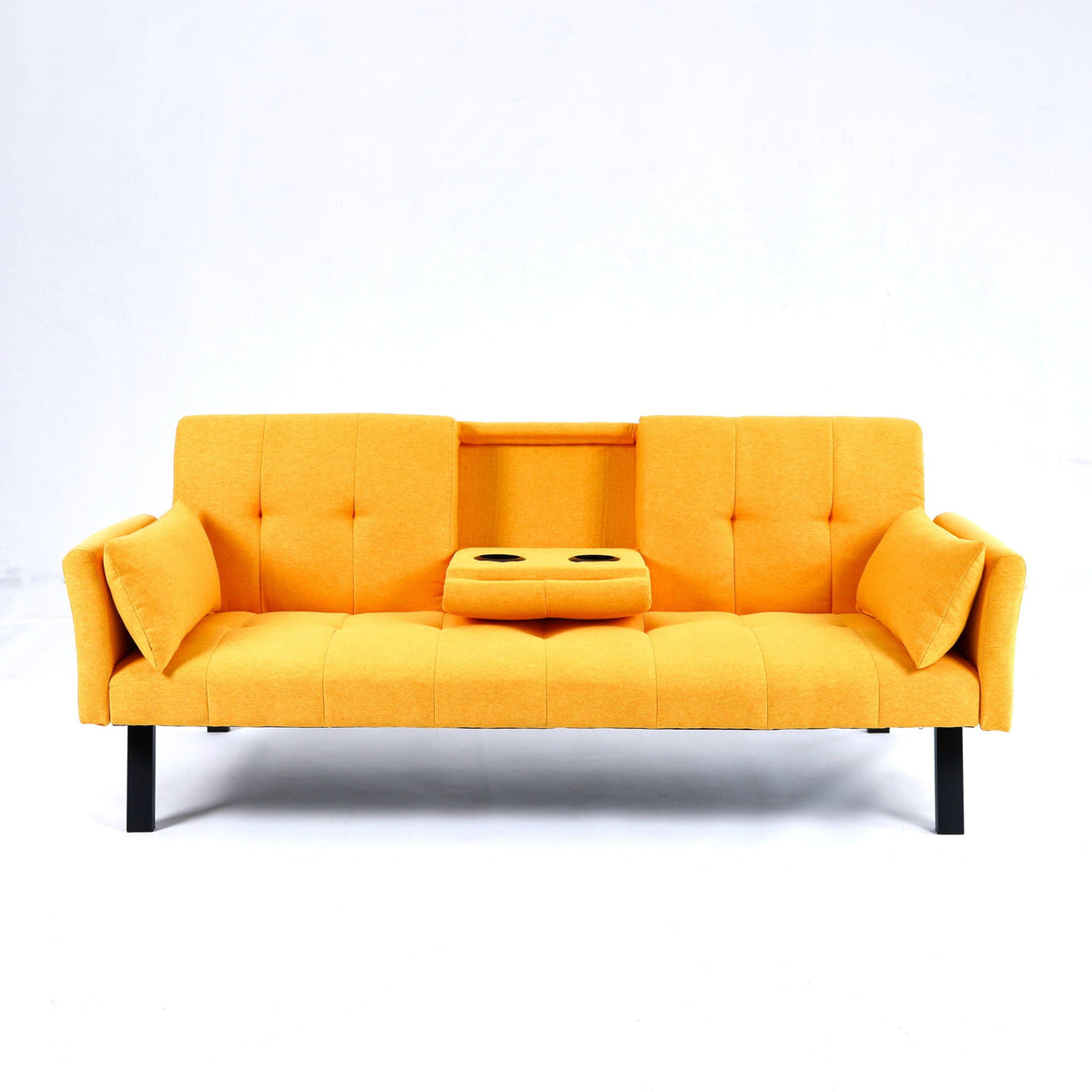Foldable Sofa Bed with Cup Holder and Solid Wood Frame - Multiple Colors