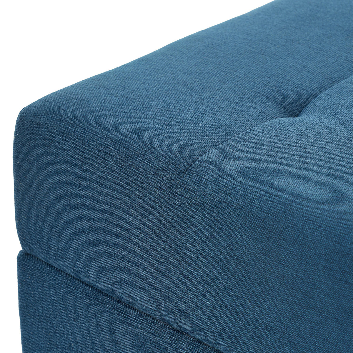 Navy Tufted Ottoman with Classic Button Detailing - Navy Blue