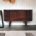 Solid Wood Light Rounded Lid-up Blanket Box with Mango Wood Construction - Light Walnut