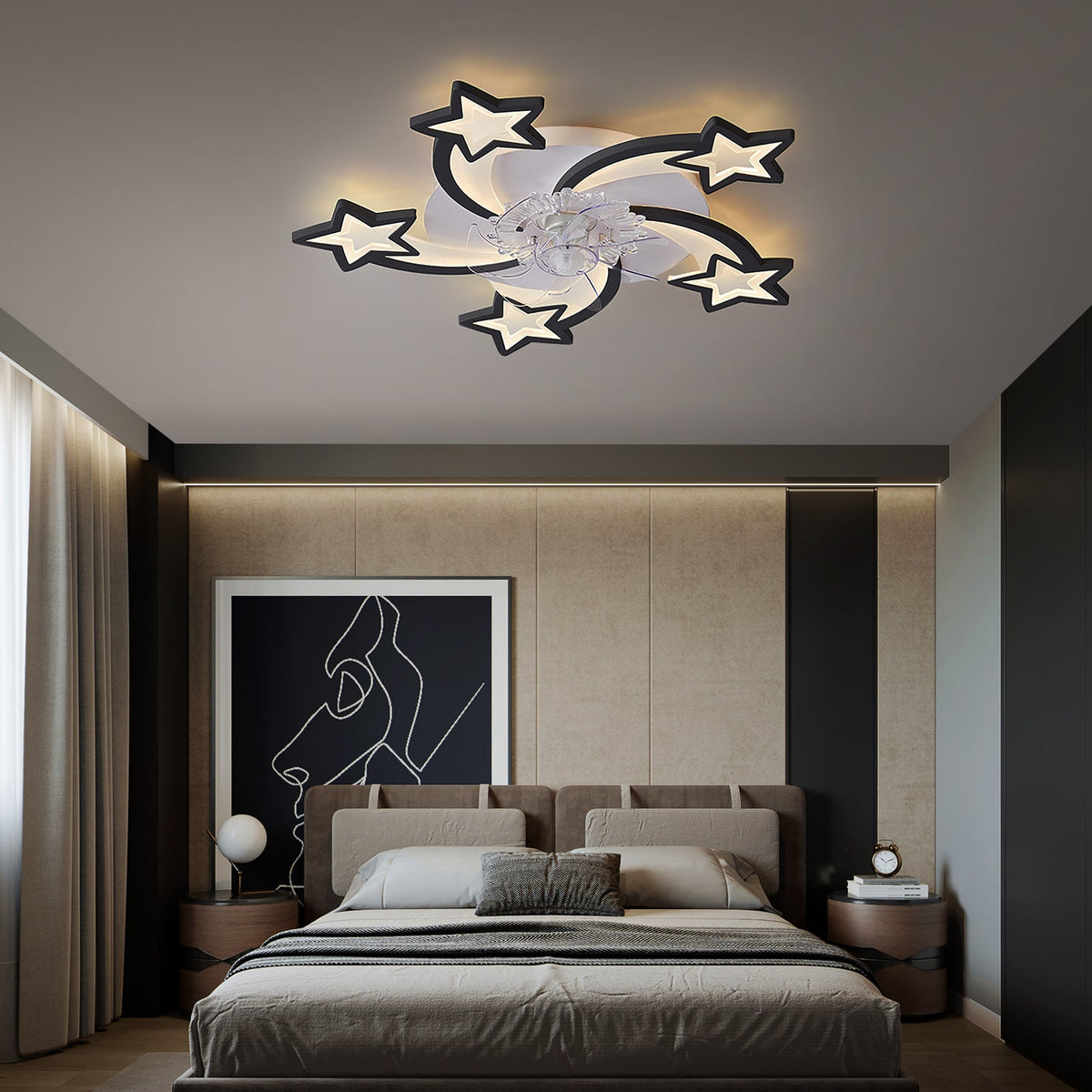 29 Inch Ceiling Fan with Dimmable LED Light and Remote Control - Acrylic