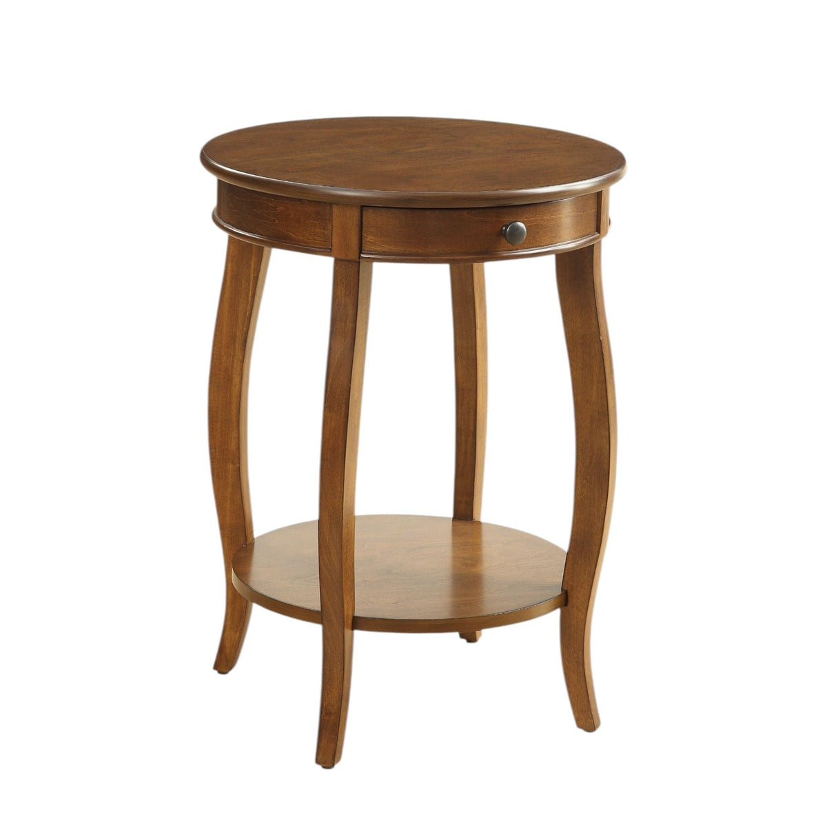Walnut Accent Table with Drawer and Shelf - Walnut