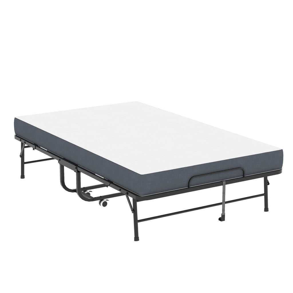 Twin Wide Folding Bed for Tall People with Memory Foam - Black
