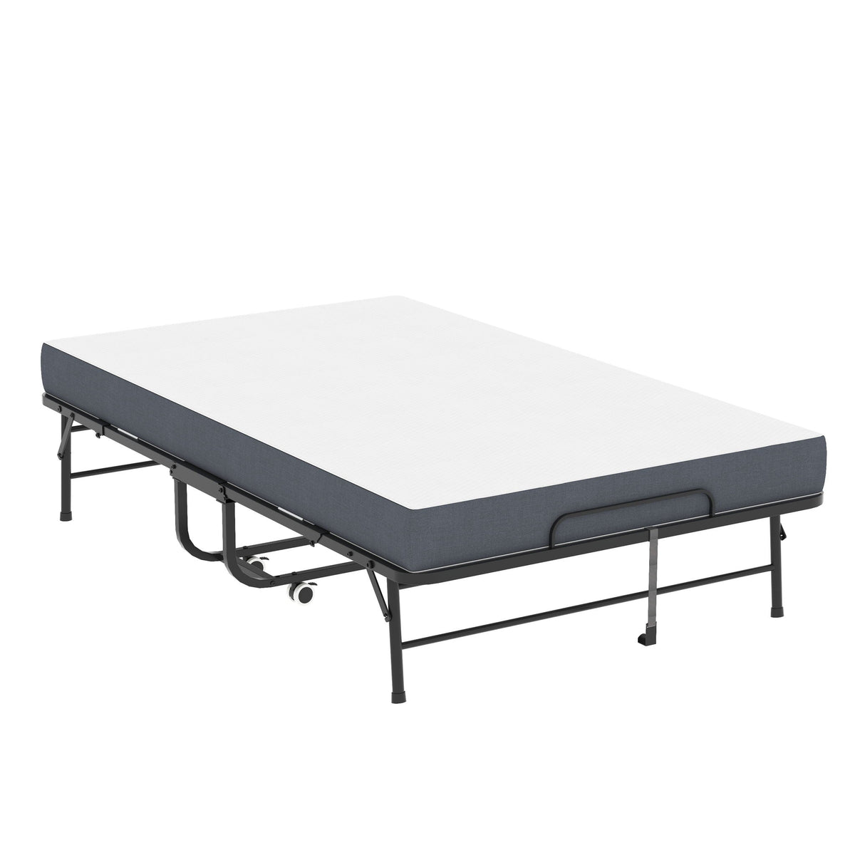 Twin Wide Folding Bed for Tall People with Memory Foam - Black