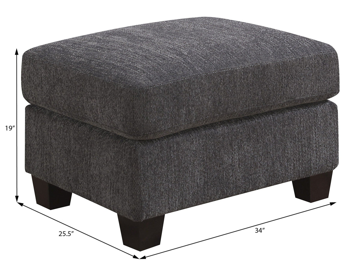 Gray Wood Upholstered Ottoman with Easy Assembly - Gray