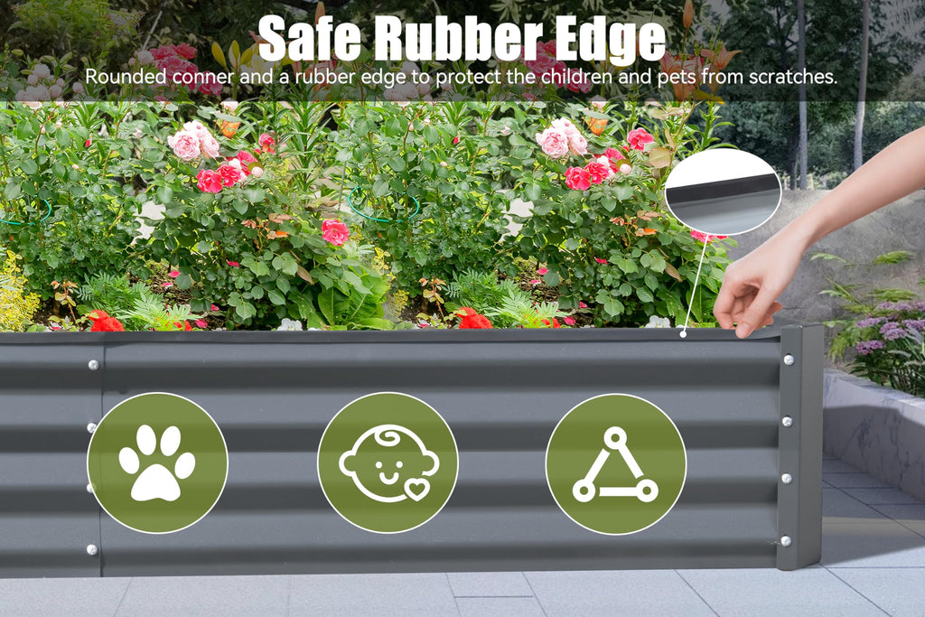 Galvanized Raised Garden Bed with Durable Steel Construction – Gray, Green, or Silver