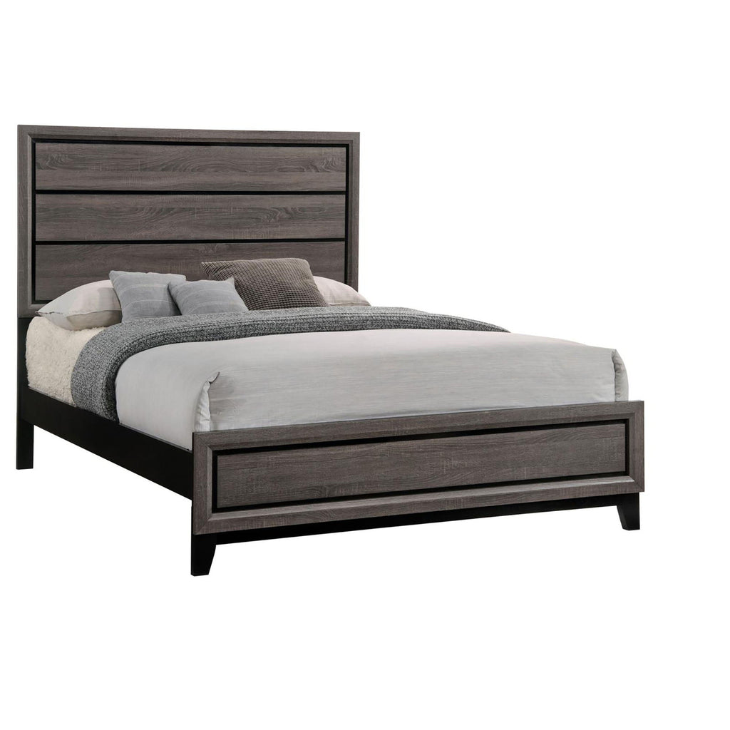 Queen Panel Bed Accents with Modern Detailing - Gray