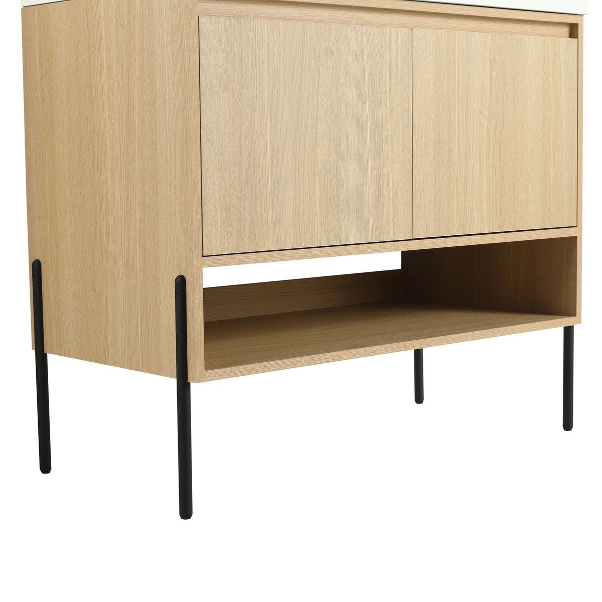 Modern Bathroom Vanity Combo with Single Resin Sink and Storage Cabinet - Light Brown