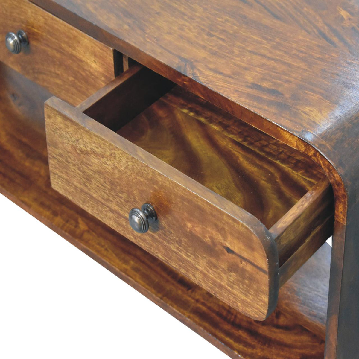 Solid Wood Aspen Slim Media Unit with 3 Drawers - Chestnut Finish