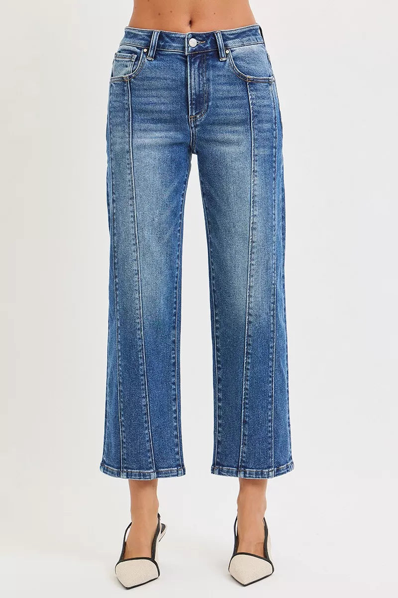 RISEN High Rise Crop Straight Jeans
