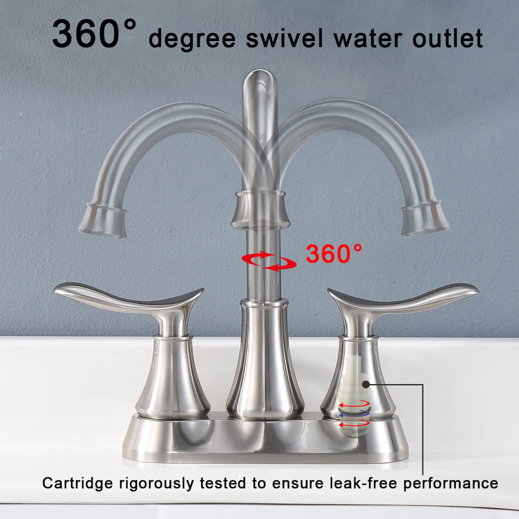 2-Handle 4-Inch Bathroom Faucet with Pop-Up Drain - Brushed Nickel