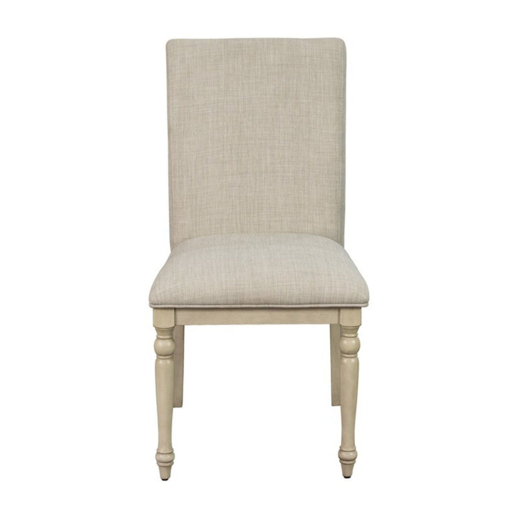 Upholstered Dining Chair Set with Turned Legs - Light Gray
