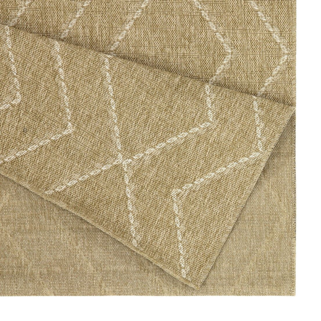 Jute Indoor Outdoor Area Rug with Modern Diamond Pattern - Light Brown