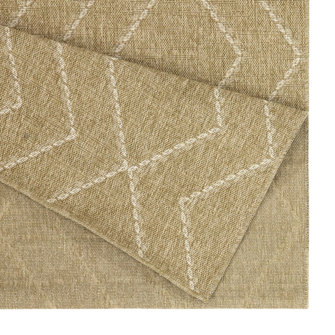 Jute Indoor Outdoor Area Rug with Modern Diamond Pattern - Light Brown