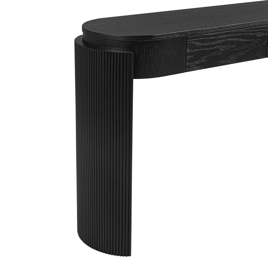 Entryway Table with Storage, Solid Wood Frame - Black or Navy