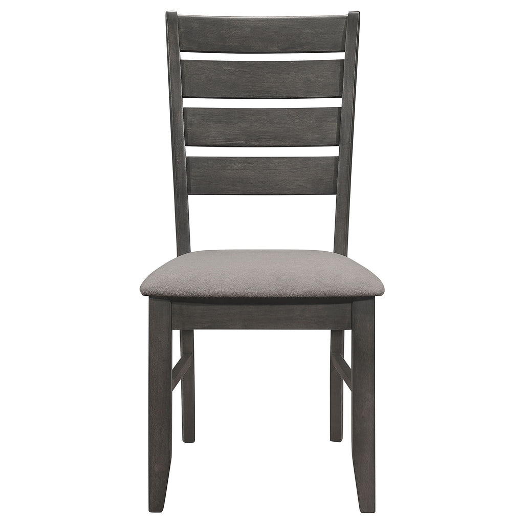Padded Seat Dining Chairs with Tapered Slats - Set of 2, Dark Gray or Black