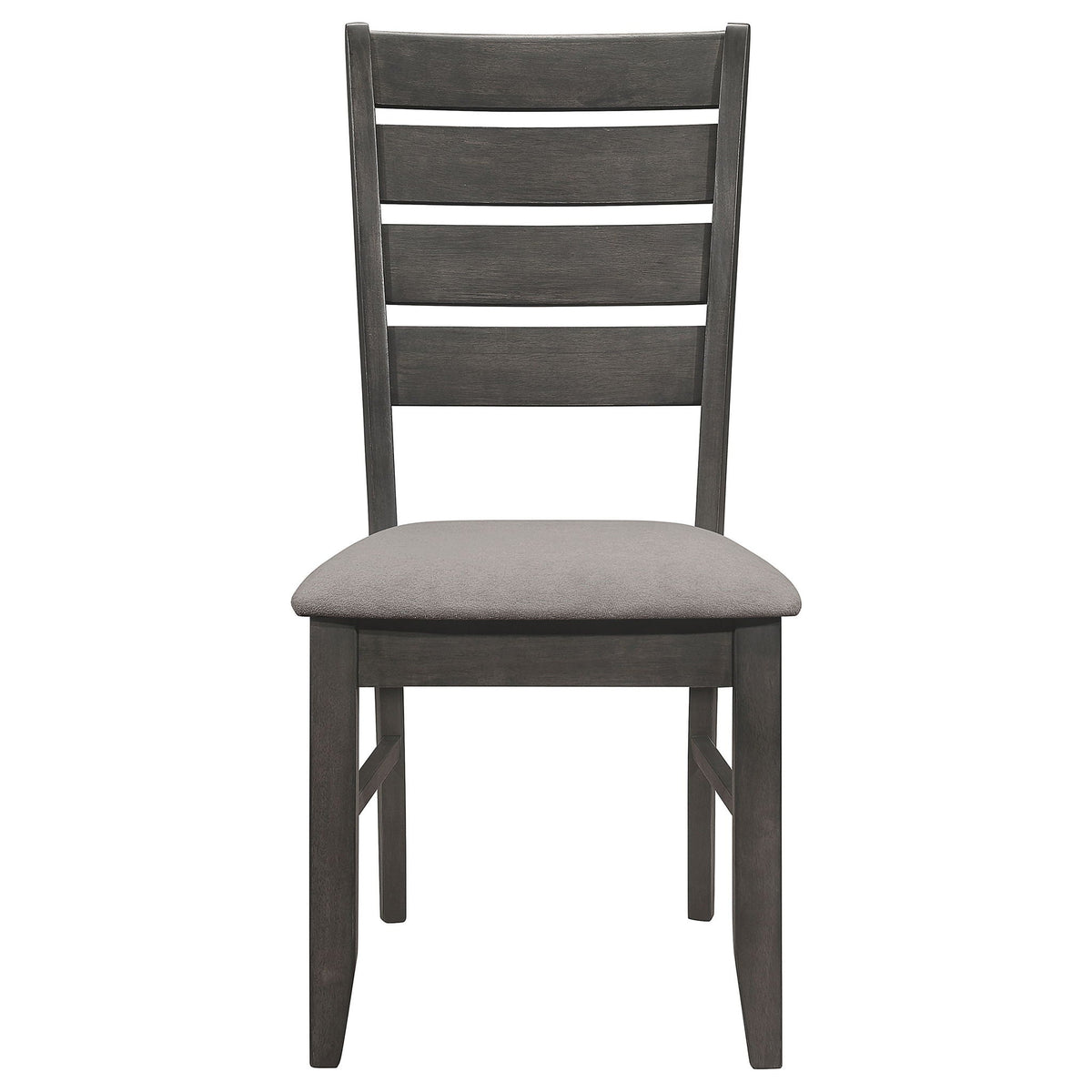 Padded Seat Dining Chairs with Tapered Slats - Set of 2, Dark Gray or Black