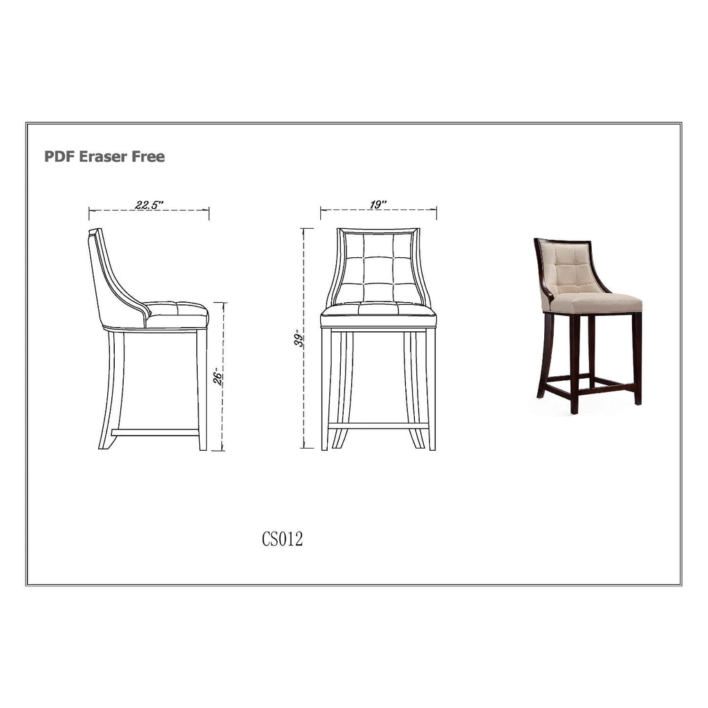 White Bar Height Stool with Solid Wood Frame - Traditional Design