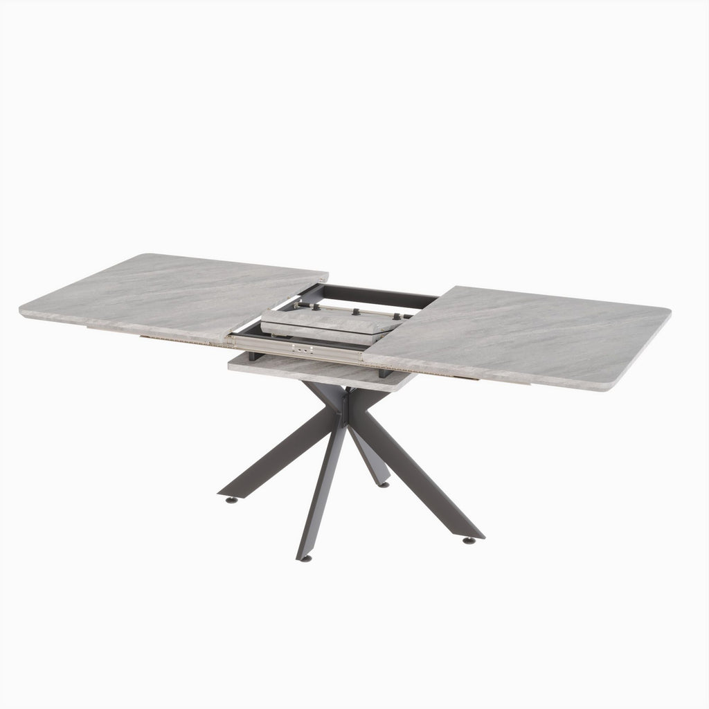 Modern Extendable Dining Table Set with Soft Padded Armless Chairs - White, Gray, or Dark Gray