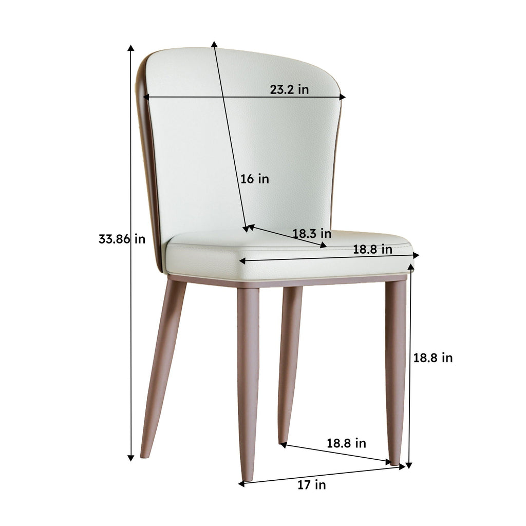 White Dining Chair Set with Carbon Steel Legs and Comfortable Seating