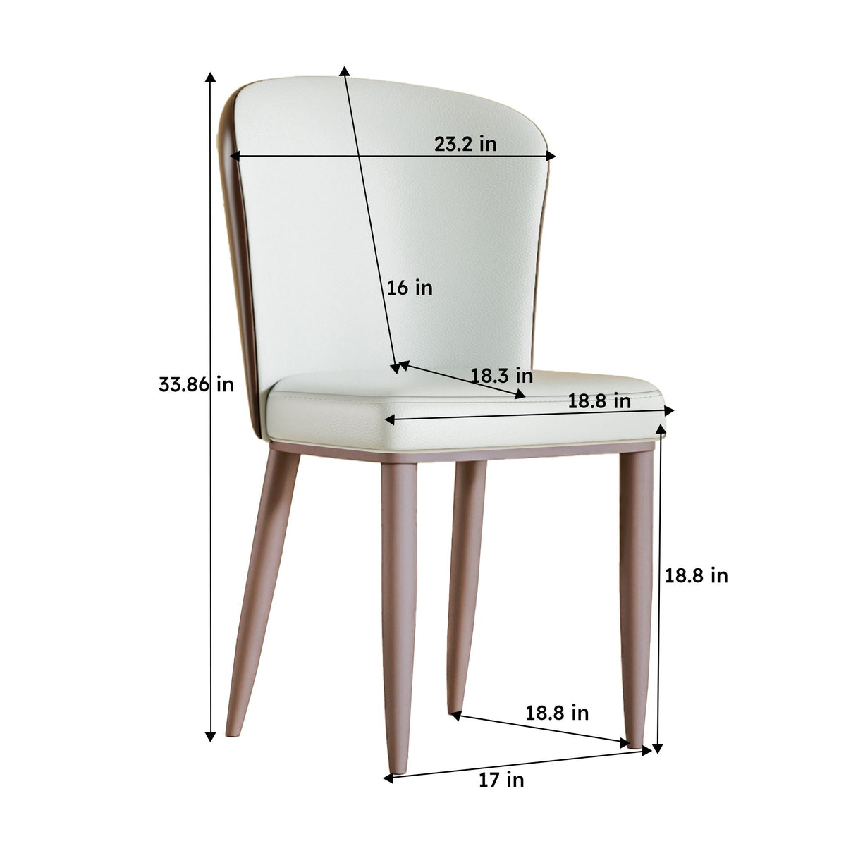 White Dining Chair Set with Carbon Steel Legs and Comfortable Seating