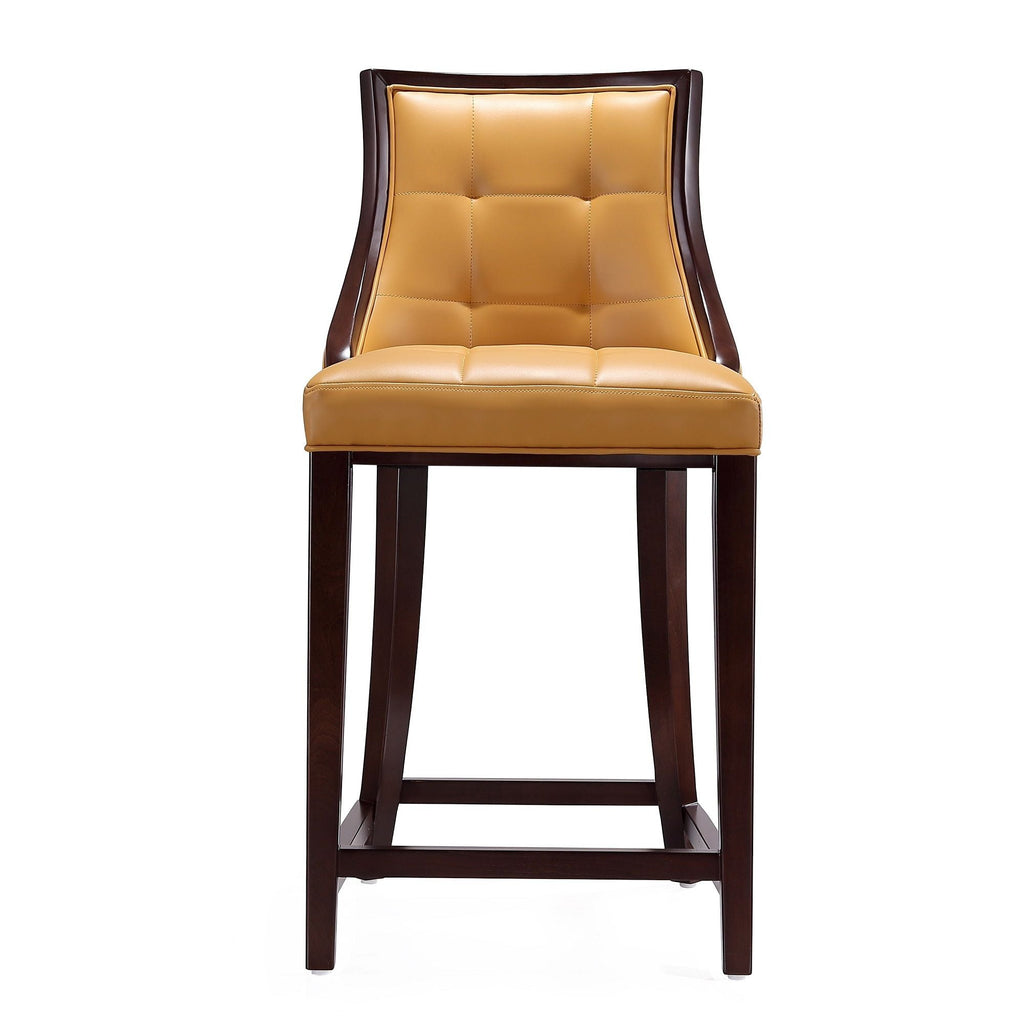 White Bar Height Stool with Solid Wood Frame - Traditional Design