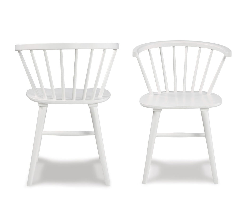 5 Piece Dining Room Set with Solid Wood Windsor Chairs - Antique White and Brown