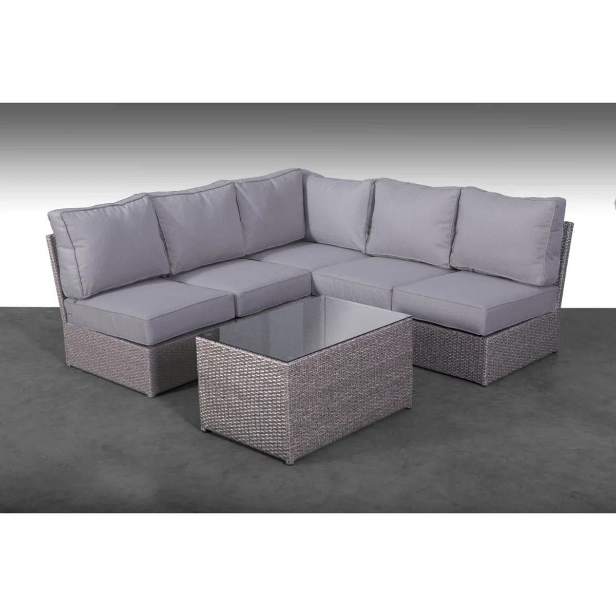 Modern Patio Rattan Sectional Set with Cushions - Multiple Colors