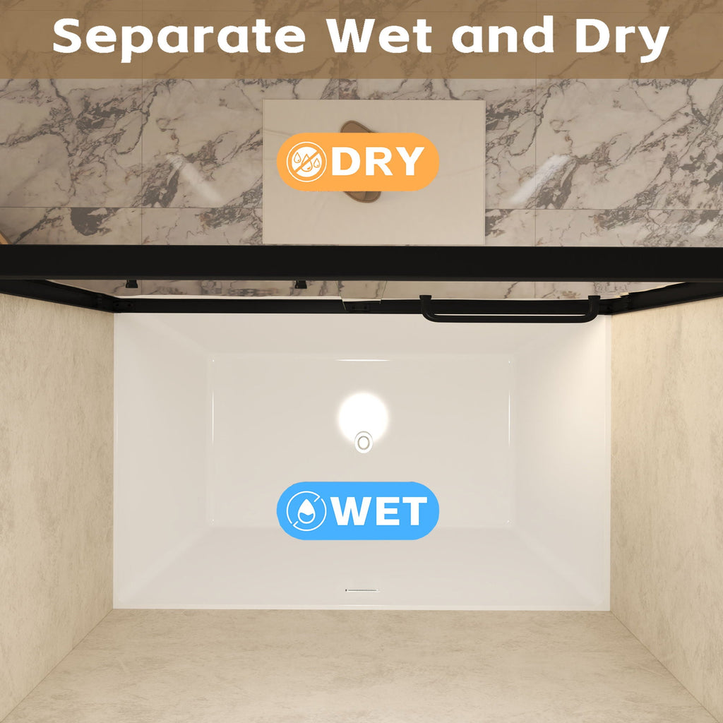 Double Sliding Shower Door with Explosion Proof Film - Black, Gray, or Dark Gray
