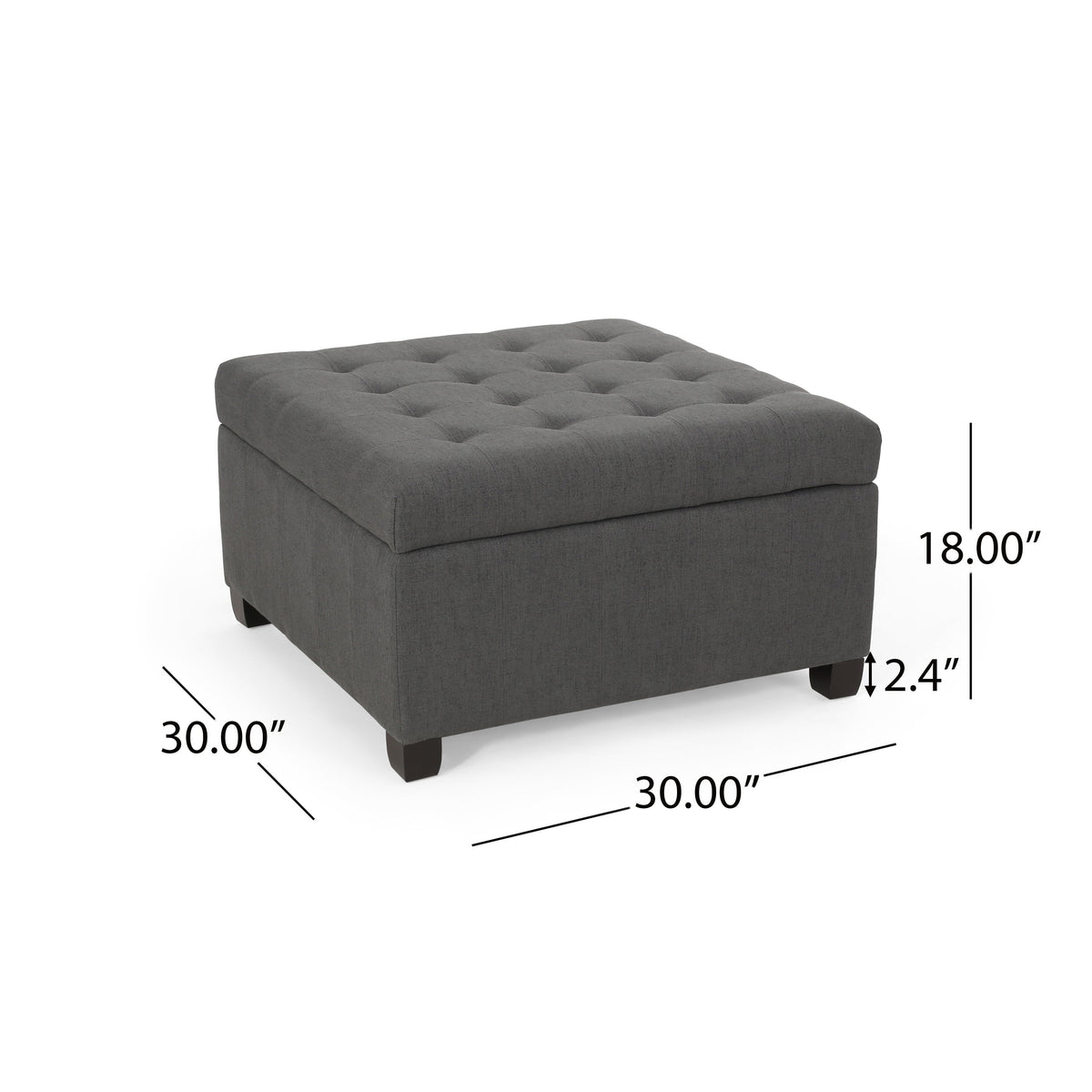 Upholstered Tufted Fabric Storage Ottoman with Hidden Storage - Dark Gray