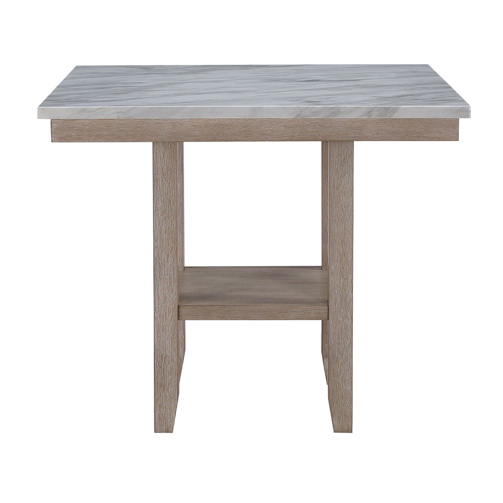 Natural Bar Table with Marble Finish - 42" Square
