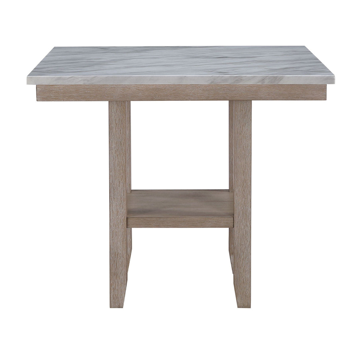Natural Bar Table and Bar Stools Set with Marble Finish - 5 Piece