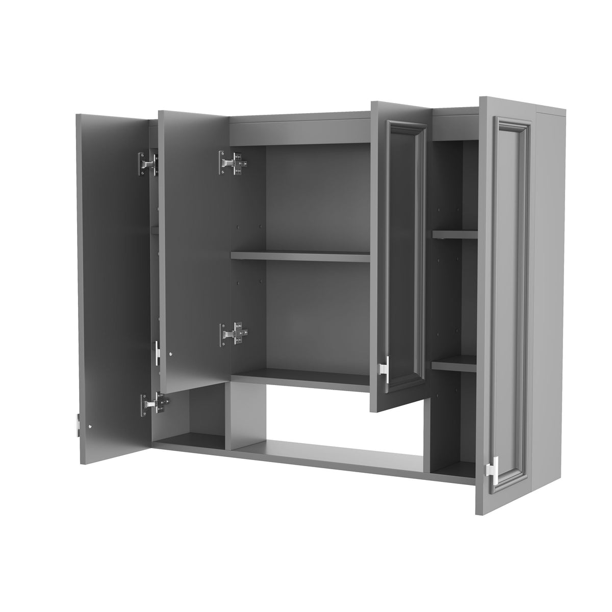 Wall Mounted Bathroom Cabinet With 5 Adjustable Shelves and Soft-Closing Hinges - Gray or Black